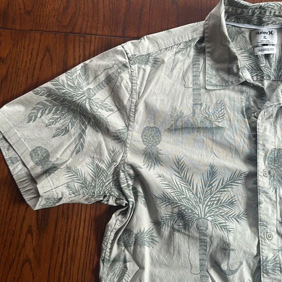 Hurley Mens Hawaiian Palm Tree & Pineapple Short Sleeve Button Up Shirt Size XL - Picture 4 of 7